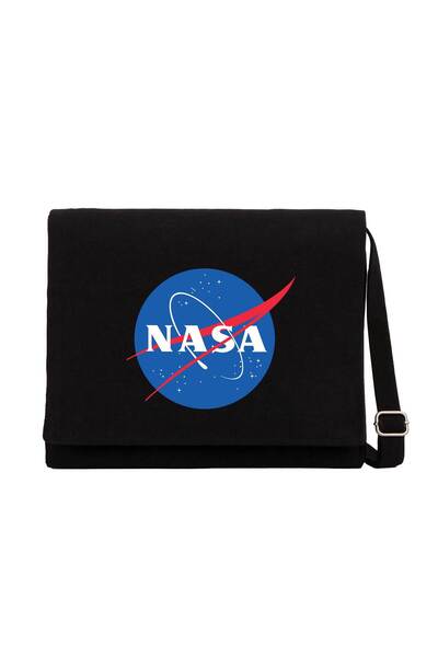 CrowsGate Чорна полотняна сумка для поштаря з логотипом NASA