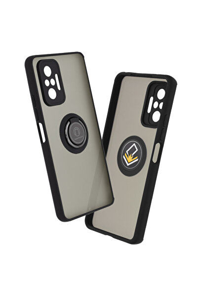 Optim Solution Husa cu bumper TPU pentru Xiaomi Redmi Note 10 Pro / 10 Pro Max, Inel Glinth, Super Slim, Negru