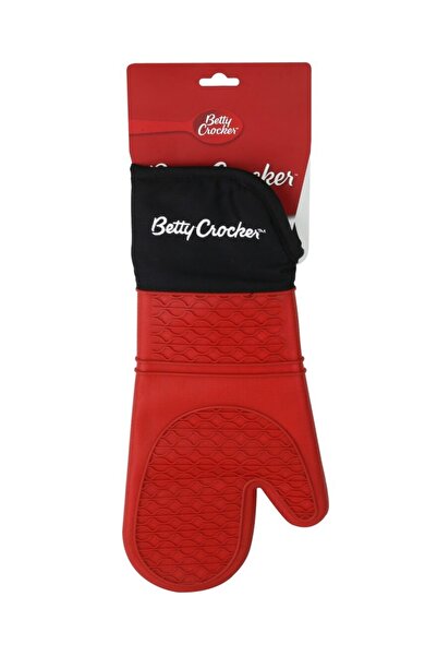 BETTY CROCKER Betty Crocker High-Quality Heat-Resistant Easy-Clean Silicone Glove, Red and Black, 34 x 18.5 cm