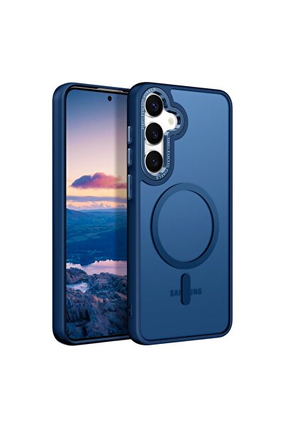 Optim Solution Husa IcyAura pentru Samsung Galaxy S25 Plus, Silky Silicone, MagSafe, Trendy Design, Albastru