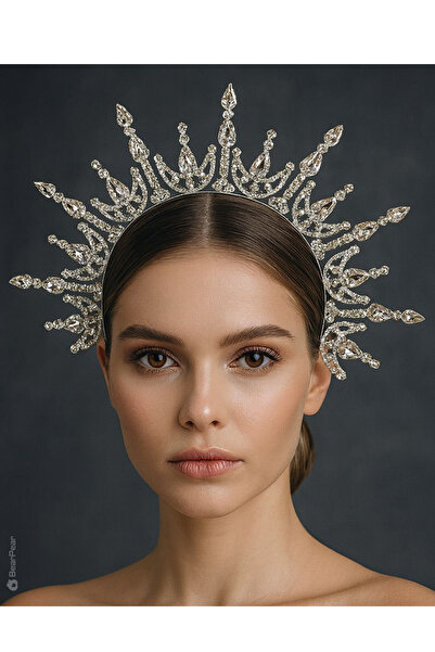 BearPear Regina Kristal Taşlı Elegant Taç Tiara