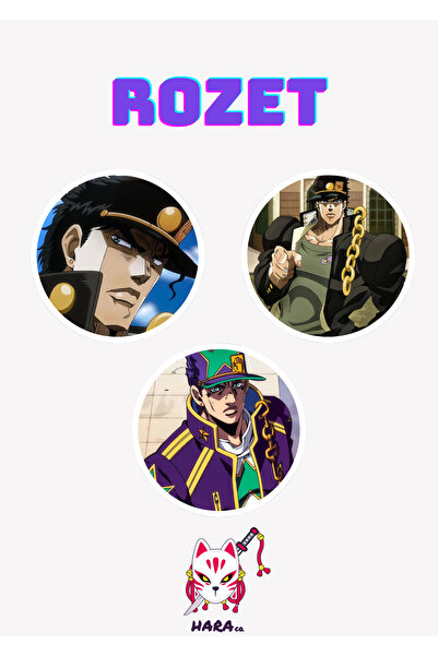Hara Company Jojo Animesi Jotaro Kujo Anime Rozet Seti 3’lü