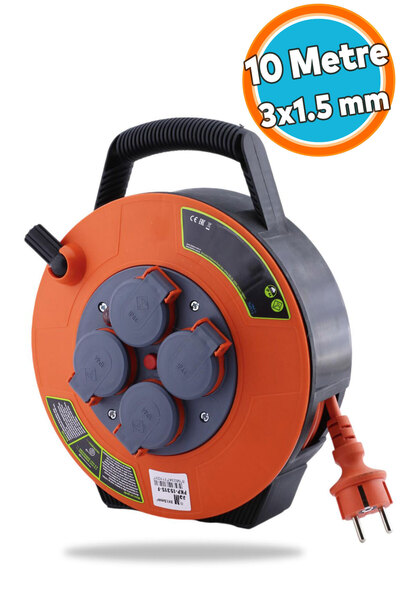 NZB Plastik Kapaklı Mini Seyyar Makaralı 3x1.5 mm CCA Monofaze Uzatma Kablosu...