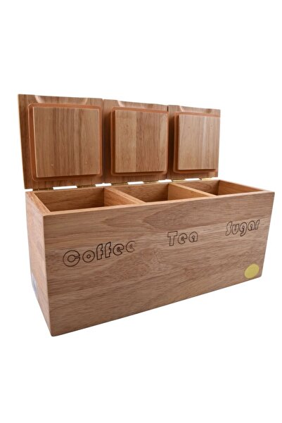 Billi Brown Wooden Coffee, Tea and Sugar Canister Set