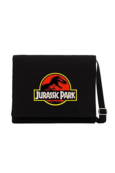CrowsGate Τσάντα αγγελιοφόρου από κλασικό μαύρο καμβά Jurassic Park