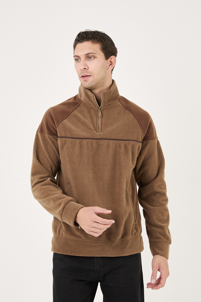 No Way Ανδρικό φούτερ με κανονική εφαρμογή με μισό φερμουάρ και με ρέλι τσέπες Fleto