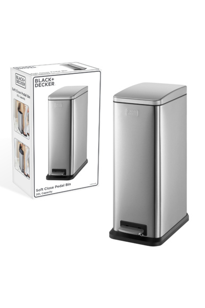 Black&Decker Slim Line Soft Close Stainless Steel Pedal Trash Bin 20 Liter