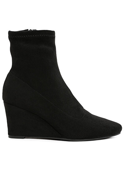 london Rag حذاء نسائي بكعب إسفيني من الألياف الدقيقة باللون الأسود