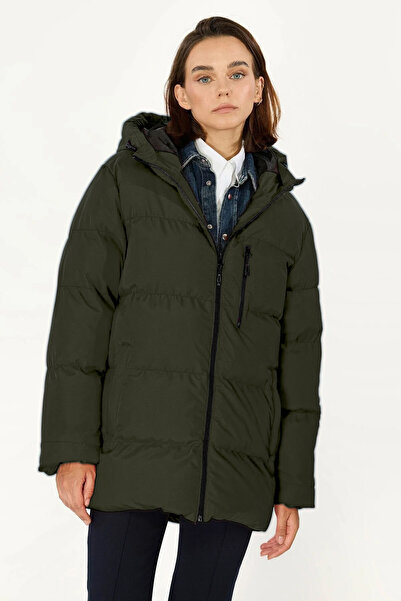 D1fference Kadın Astarlı Kapüşonlu Rüzgar Geçirmez Şişme Kışlık Mont