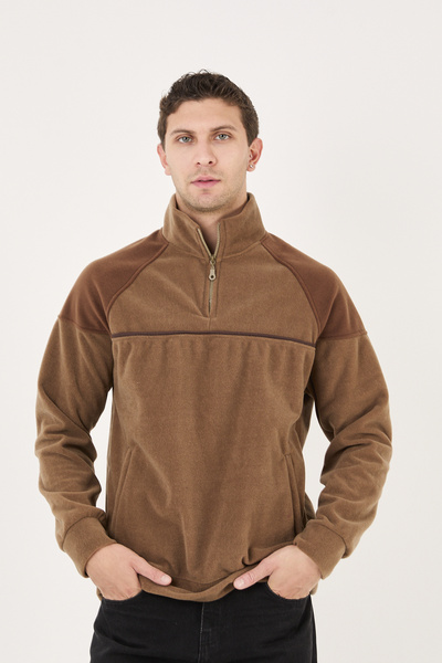 No Way Ανδρικό φούτερ με κανονική εφαρμογή με μισό φερμουάρ και με ρέλι τσέπες Fleto