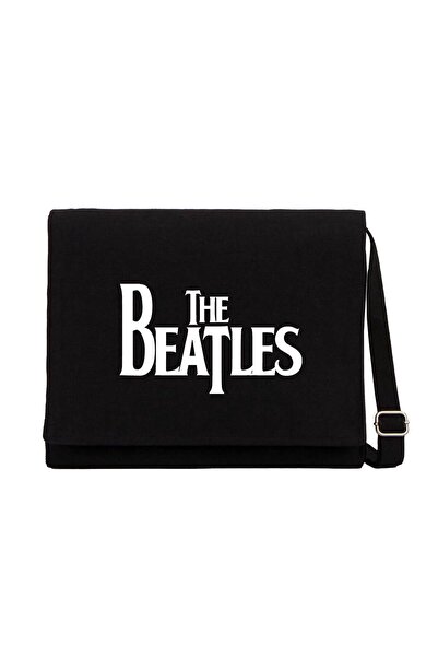CrowsGate Geantă Messenger din pânză neagră cu logo The Beatles
