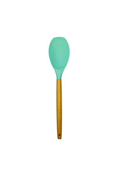 SHOPIENS Spatulă YJJY06, silicon + lemn, verde, 31,7 x 6,6 cm