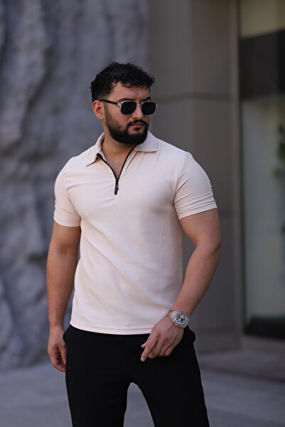 Fermuar Detaylı Polo Yaka T-shirt