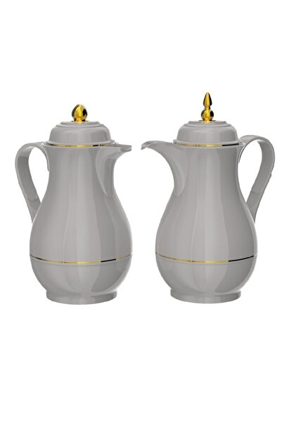 Bien Servi 2-piece high-quality plastic vacuum flask set, 1 liter, gray