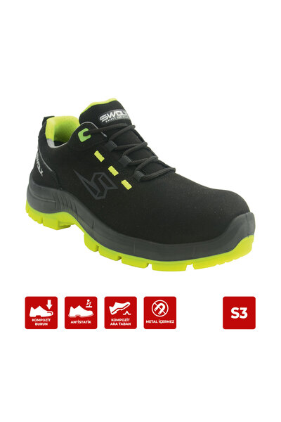 Swolx Combo-X 100 Siyah Süet Kaplama Kompozit Burunlu Suya Dayanıklı İş Ayakkabısı S3 41 Numara