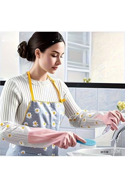 ARVALE Latex Long Gloves – Waterproof Transparent Design Gloves for Household, Dishwashing, Bathroom Cleaning