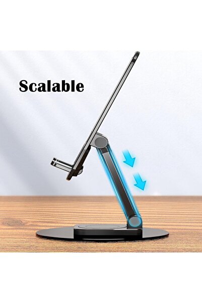 Plodna House Αναδιπλούμενη βάση επιτραπέζιου τηλεφώνου και tablet με στρογγυλή βάση αλουμινίου - Μαύρο