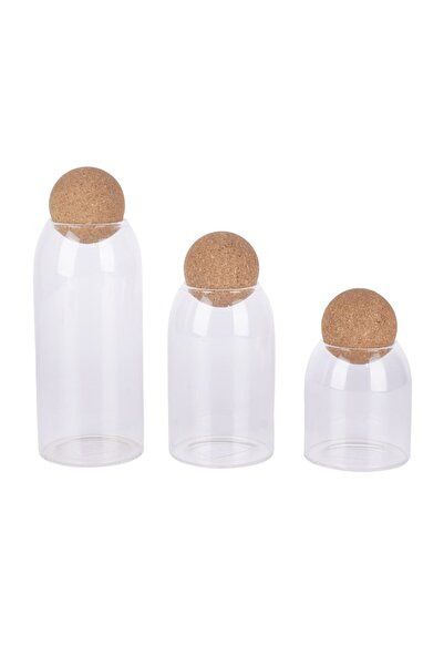 SHOPIENS Ingredient container set, S3-3T0J, glass, transparent, 500 + 800 + 1000 ml, 3-piece set