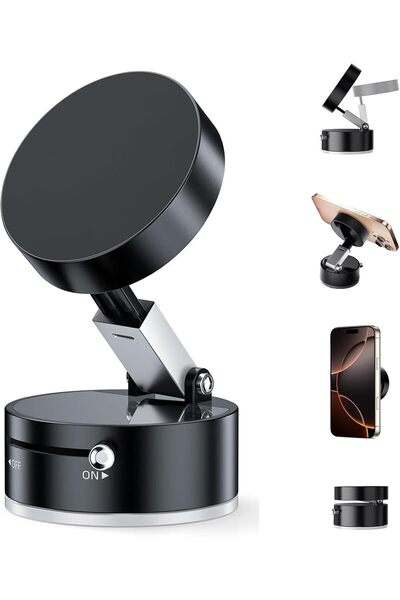 Hope حامل هاتف مغناطيسي مفرغ من الهواء، قابل للطي والسحب للسيارة والمرآة والم...