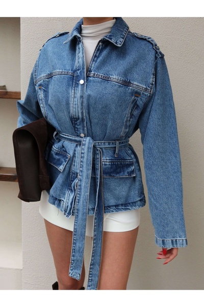 ESRAHELVACI Jachetă din denim cu curea