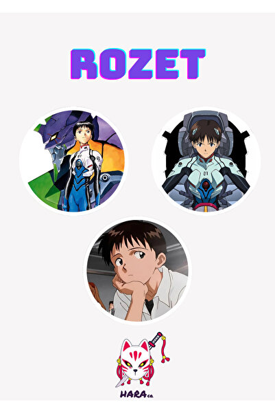 Hara Company Neon Genesis Evangelion Animesi Shinji Ikari Anime Rozet Seti 3’lü
