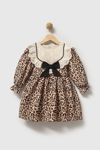 Baby Animals Рокля за момиченце Рокля за момиченце Леопард Рожден ден Сватба Специални поводи Рокля с дълъг ръкав и подплата