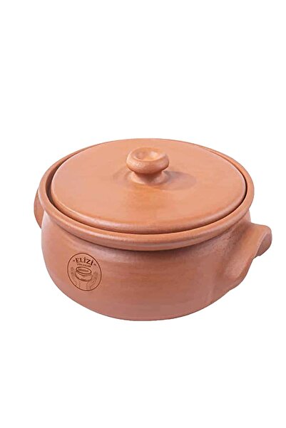 ELİZİ All-natural handmade quilted heat-resistant pottery pot with medium brown lid