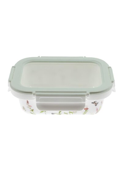 SHOPIENS Food container, 0 RC 040-GL, thermal glass, rectangular, white + multicolor, 0.41 L