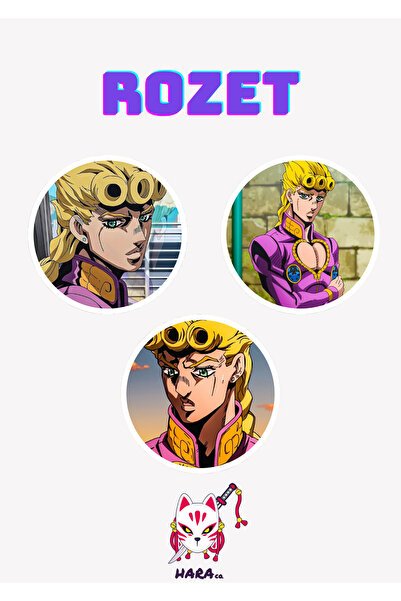 Hara Company Jojo Animesi Giorno Giovanna Anime Rozet Seti 3’lü