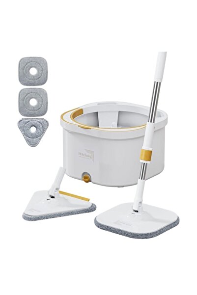 FoTehniq GoldenHomeMOP® Dual-Bucket Professional 3in1 Rotary Mop Set White