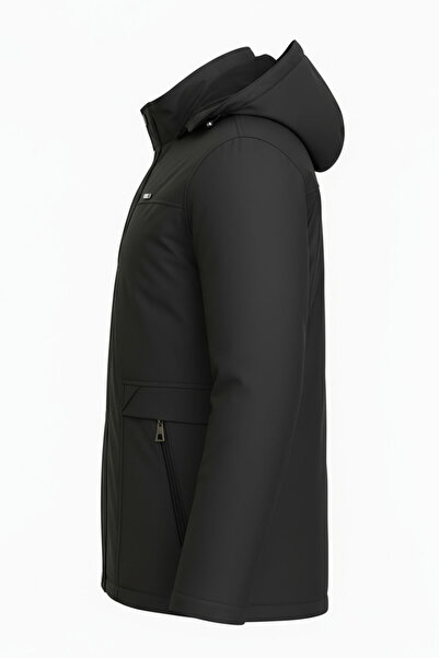 SİVAİST Men's Black 100% Water and Windproof Sheepskin Detachable Hooded Coat & Jacket