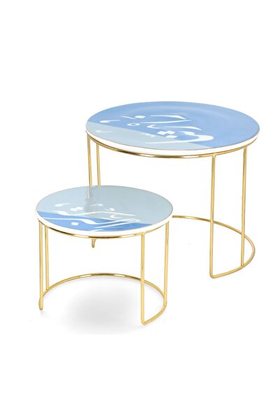 Bien Servi Calligrapher's stand on a serving tray in blue and gold