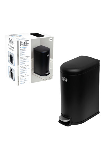 Black&Decker D-Shaped Slim Line Pedal Trash Bin 10 Liter