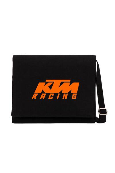 CrowsGate حقيبة ماسنجر من القماش باللون الأسود بشعار KTM Racing Orange