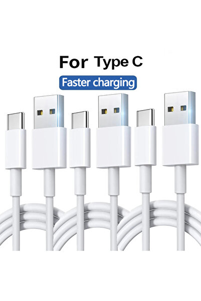 Choice كابل USB A إلى Type C أبيض بطول 1 متر، 3 قطع، سلك شحن سريع 3 أمبير، خط...