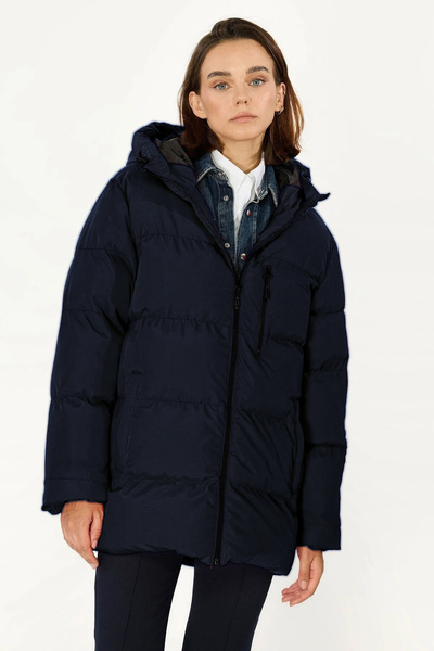 D1fference Kadın Astarlı Kapüşonlu Rüzgar Geçirmez Şişme Kışlık Mont