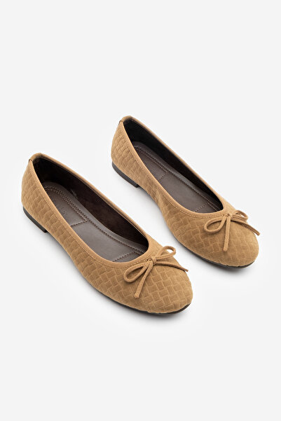 Marjin Kadın Fiyonk Detaylı Günlük Babet Monit Taba Süet