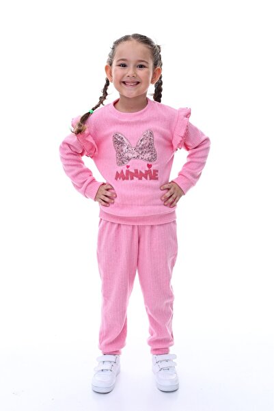 minikiss 3 Pcs Seasonal Printed Top and Bottom Girls' Two-Piece Set Comfortable and Flexible Fabric