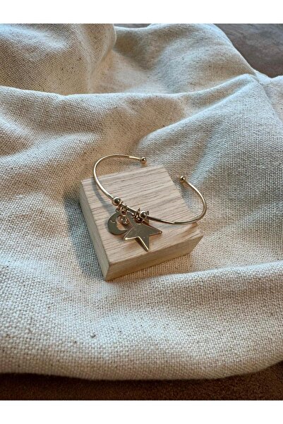 Twelve Gold Colored Star Detailed Steel Bracelet