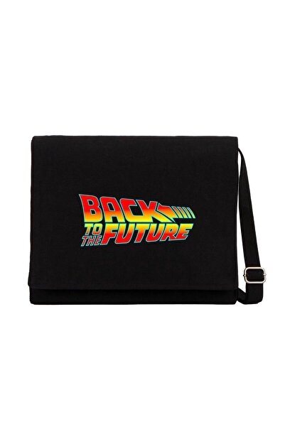 CrowsGate Back To The Future-Back to the Future Μαύρη τσάντα από καμβά Messenger
