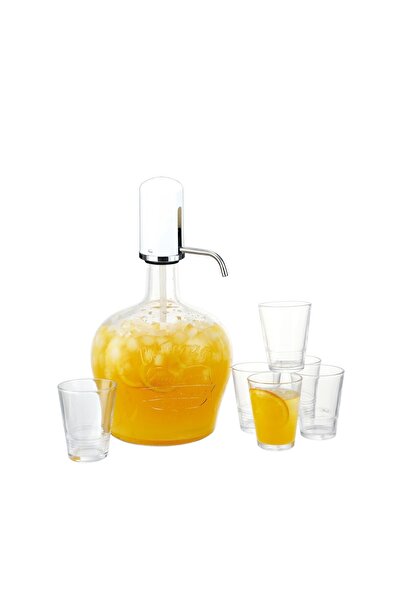 Bien Servi طقم موزع أسطواني زجاجي متين وسهل التنظيف مكون من 7 قطع شفاف سعة 4.7 لتر