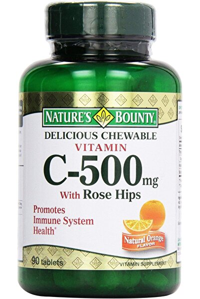 Nature's Bounty Chewable Vitamin C Tablets With Rose Hips, 500 Mg