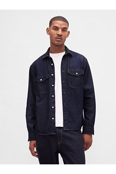 GAP Erkek Lacivert UltraSoft Denim Relaxed Gömlek