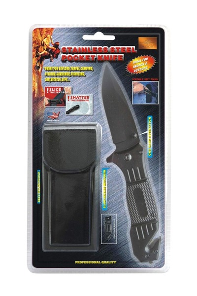 B.Bon B-Bone Stainless Steel Pocket Knife with Black Bag 8cm