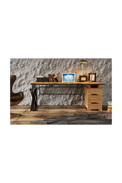 raweyn Best Doğal Ahşap Ofis ve Çalışma Masası -Çekmece Modüllü-180*85*76 CM-...