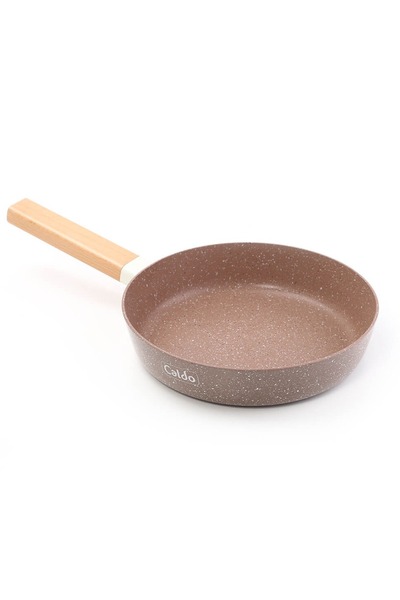 Generic 7-piece granite cookware set, rose gold, with wooden handles