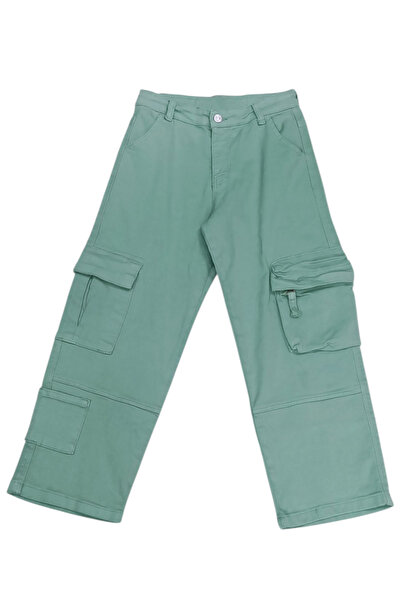 İrem Çocuk Giyim Girl's / Boy's Double Cargo Pocket Wide Leg Model Green Colo...