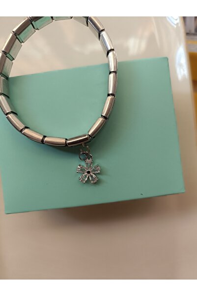 Kudi Zirkon taşlı papatya modelli esnek italyan charmlı bileklik