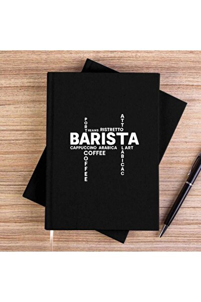 CrowsGate Barista Modern Design Black Unlined Canvas Notebook