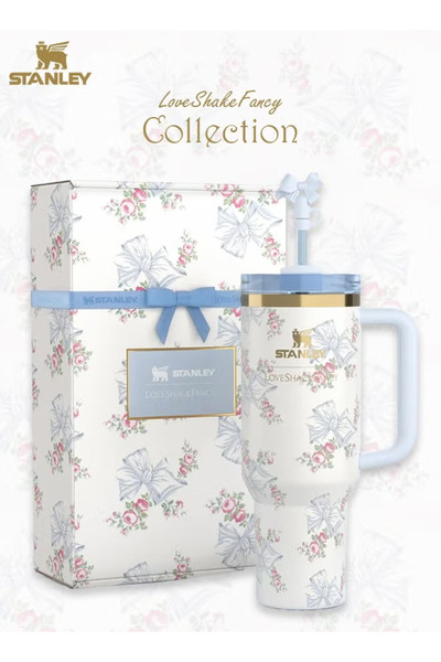 Stanl كوب ستانلي لوف شاك فانسي إتش 2.0 فلو ستيت، سعة 40 أونصة، لون روزا بيكس بلو، مصنوع من الفولاذ المقاوم للصدأ